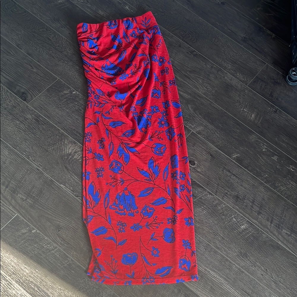 SHEIN Red and Blue Floral Maxi Skirt